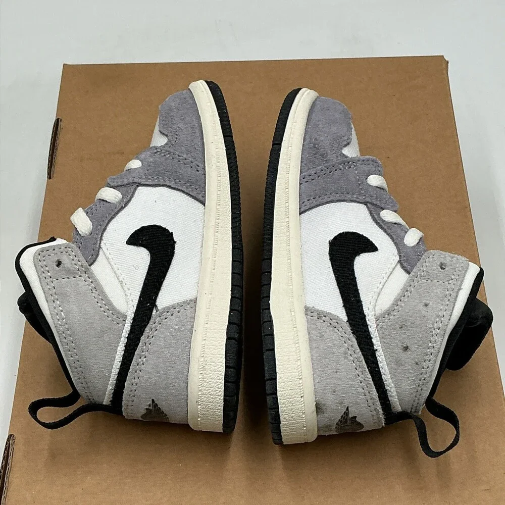 Nike Air Jordan 1 Mid SE Sneakers Toddler 8 Gray White Lifestyle Shoes Ebay4435